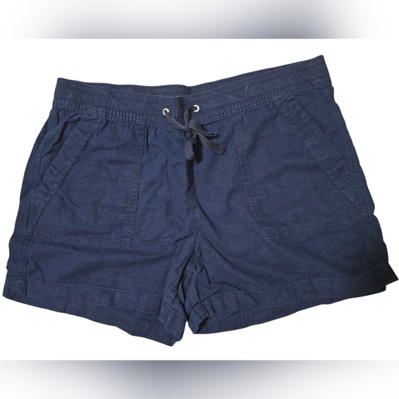 Nautica Women’s Linen Blend Pull-On Shorts – XL Navy Seas, Comfy & Classic - Picture 1 of 6